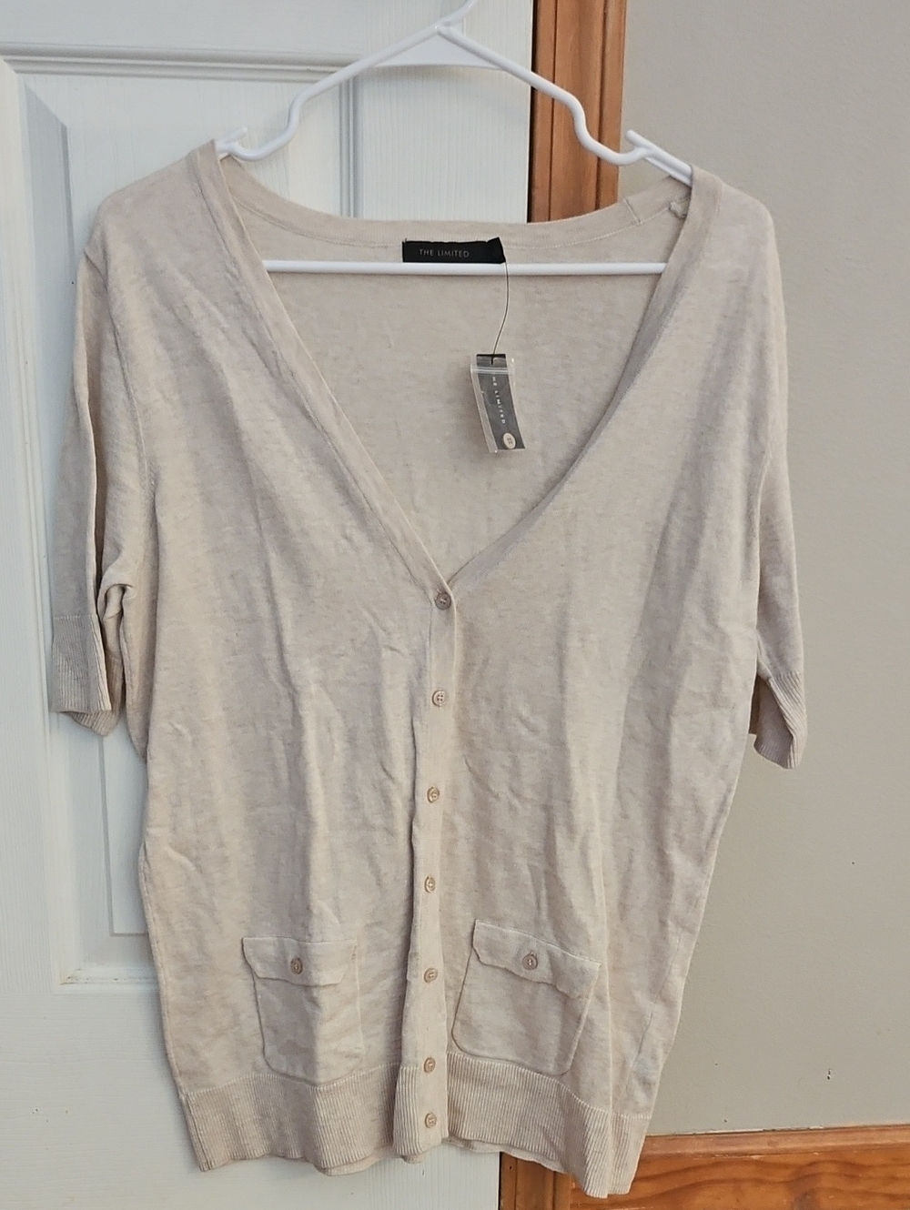 NWT The Limited Light Cream V-Neck Button Cardigan